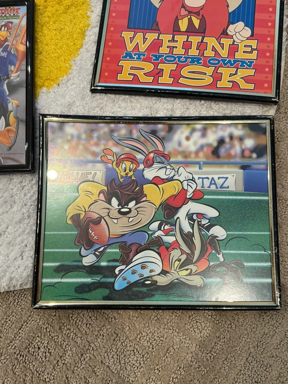 Vintage Looney Tunes Warner Bros Poster Art Dated 2000 Framed Lot Of 6 8x10